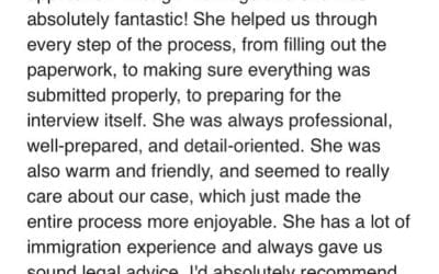 “She was also warm and friendly, and seemed to really care about our case, which just made the entire process more enjoyable.”