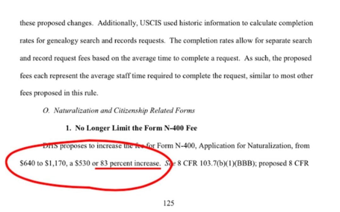 Fee For Citizenship To Increase by 83%