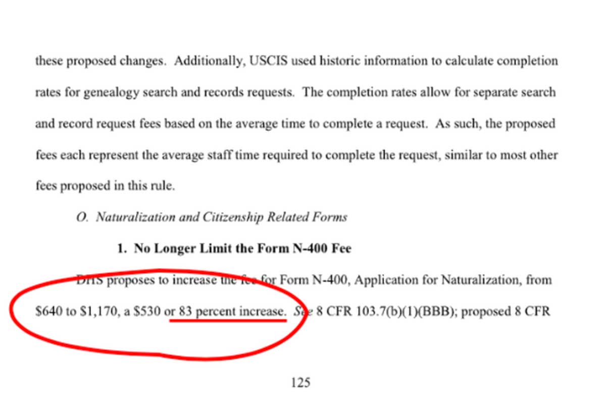 Fee For Citizenship To Increase by 83%