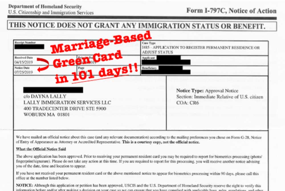 MarriageBased Green Card in 101 Days!! Lally Immigration Services