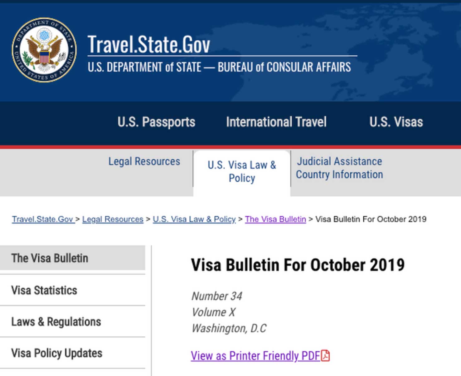 October 2019 Visa Bulletin