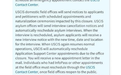 USCIS offices closed.