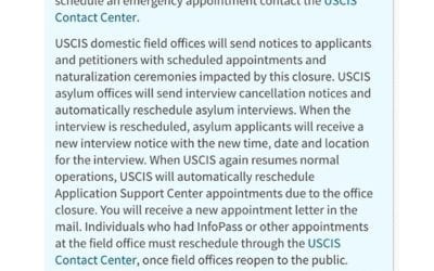 USCIS offices closed.