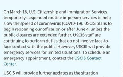 USCIS Temporary Office Closure Extended Through June 3