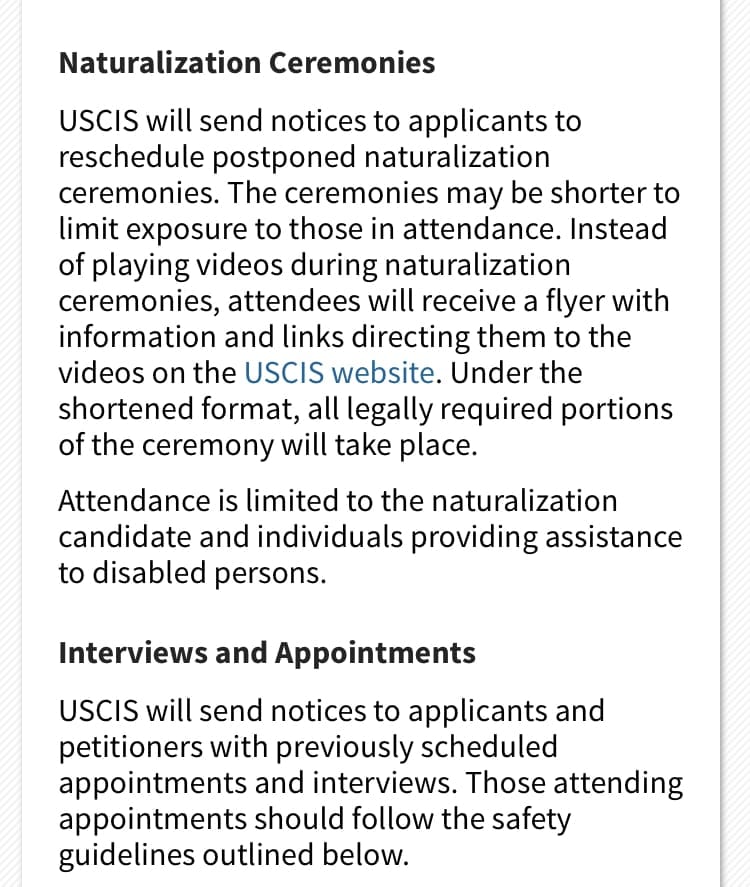 USCIS to Rescheduled Postponed Naturalization Ceremonies