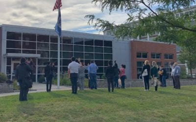 Naturalization ceremony on the front lawn of the Lawrence Field Office