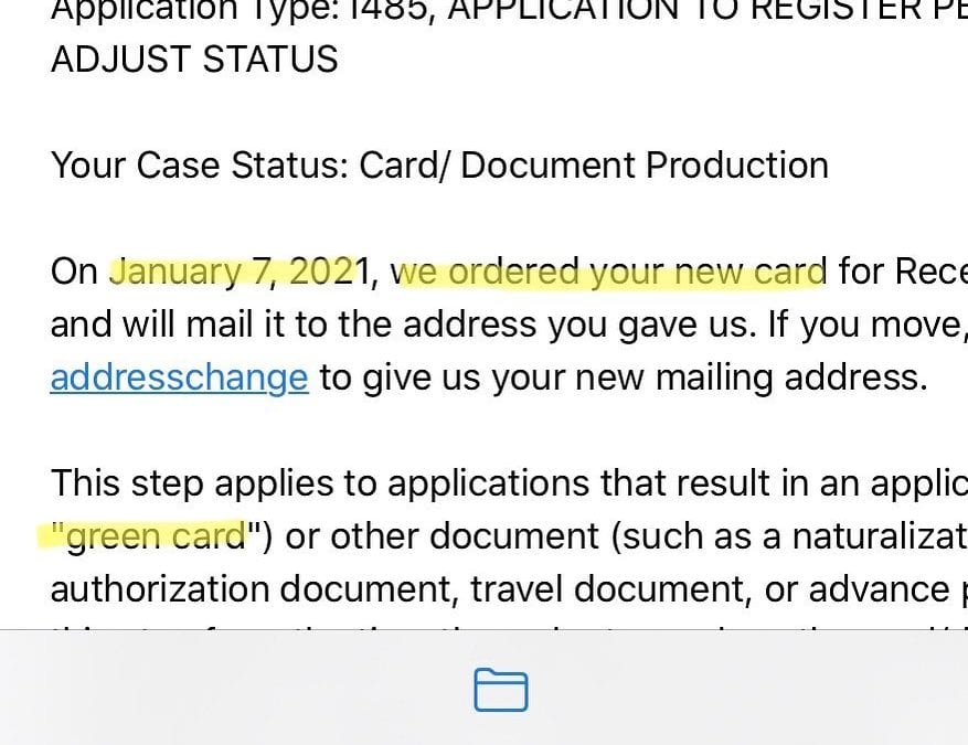 Same-day green card approval