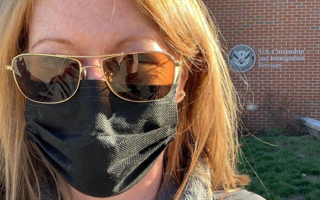 Sunny but brisk morning to be waiting outside the USCIS Lawrence Field Office for a green card interview. ️️