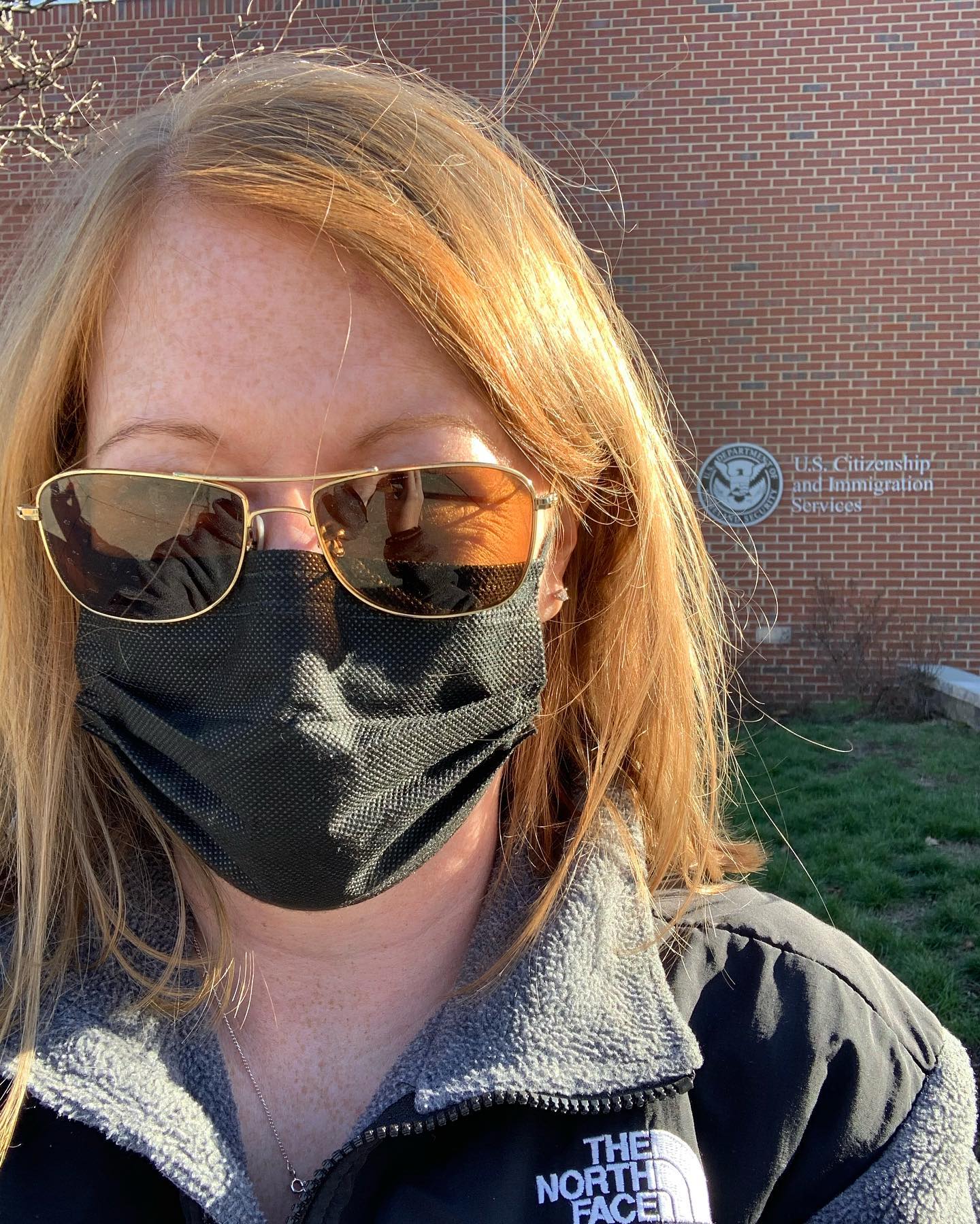 Sunny but brisk morning to be waiting outside the USCIS Lawrence Field Office for a green card interview. ️️