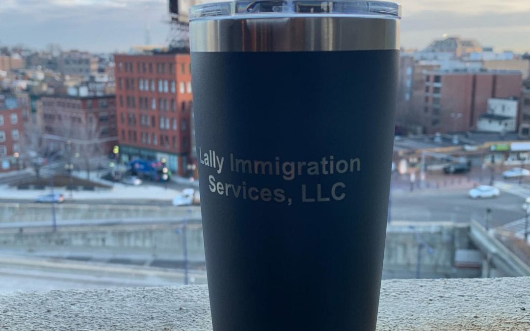 Enjoying a few last sips of coffee before “masking up” for a green card interview in Boston. 🌤