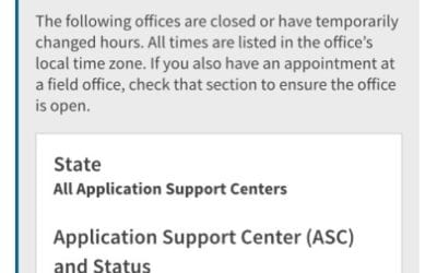 All Application Support Centers will be closed to the public on Jan. 19th and Jan. 20th due to events surrounding the inauguration.