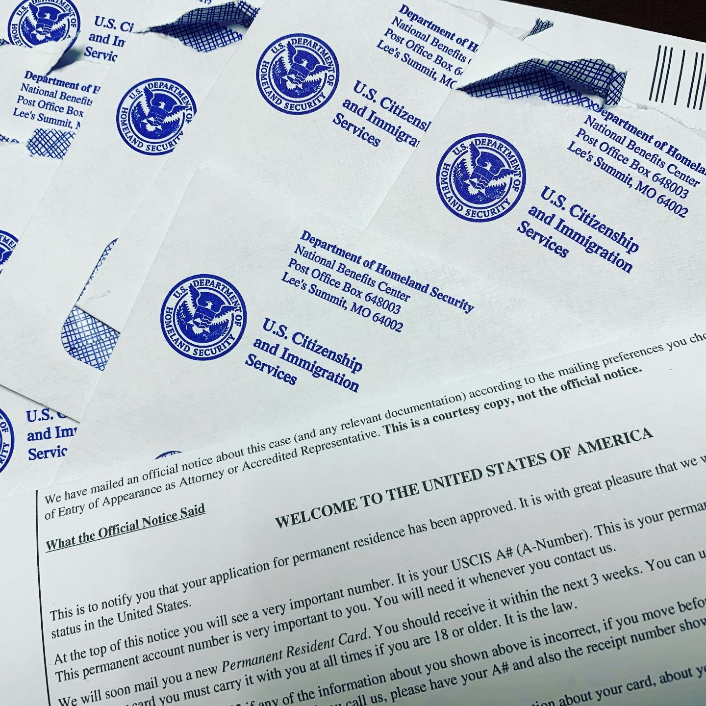 Lots of “Welcome Notices” rolling in this afternoon! The Welcome Notice alerts green card applicants that their application for permanent residence has been approved and that their green card should arrive within 3 weeks!!