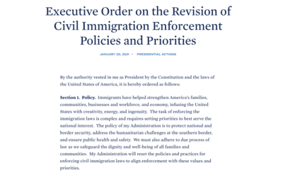 Biden’s Executive Order Revoking Executive Order 13768: Enhancing Public Safety in the Interior of the United States