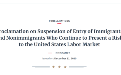 Suspension of Certain Immigrants and Nonimmigrants Continues Until March 31, 2021