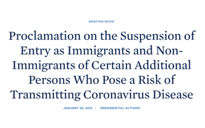 Proclamation on the Suspension of Entry as Immigrants and Non-Immigrants of Certain Additional Persons Who Pose a Risk of Transmitting Coronavirus Disease