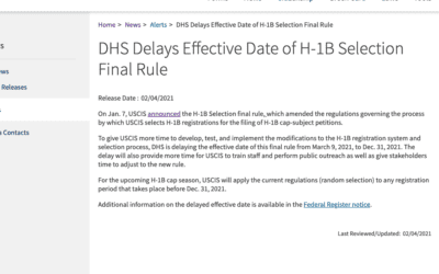 DHS Delays Effective Date of H-1B Selection Final Rule