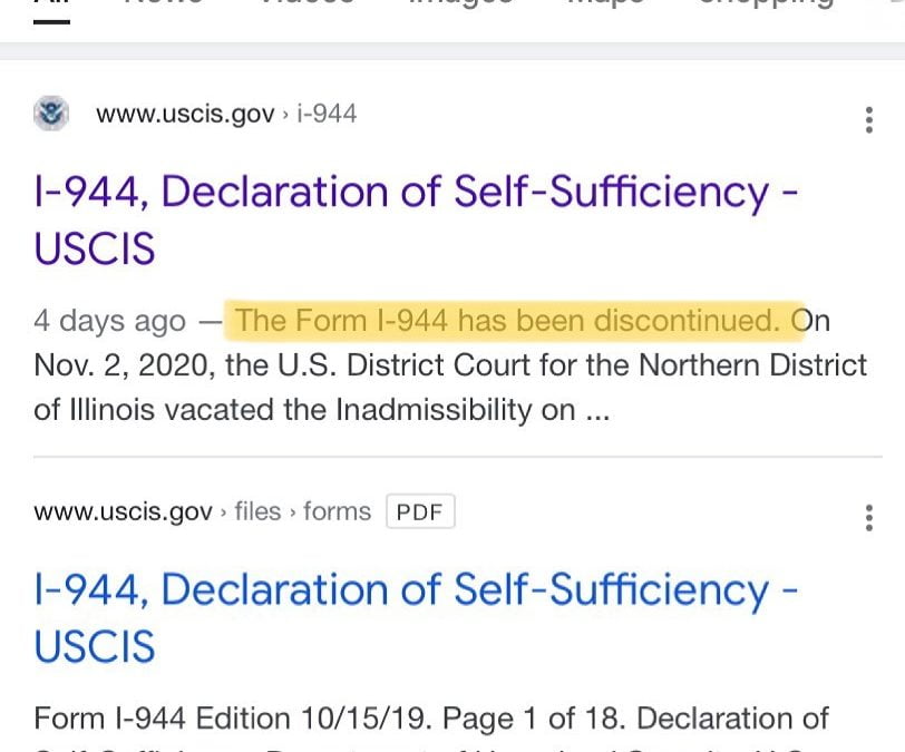 As of March 9, 2021, applicants should NOT file Form I-944, Declaration of Self-Sufficiency, or any evidence or documentation required on that form with their Form I-485. The Form I-944 has been discontinued.