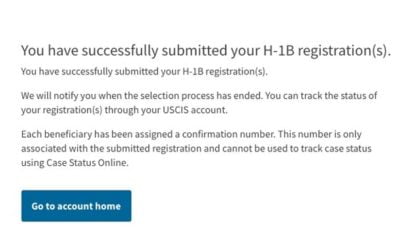 H-1B Registration Complete
