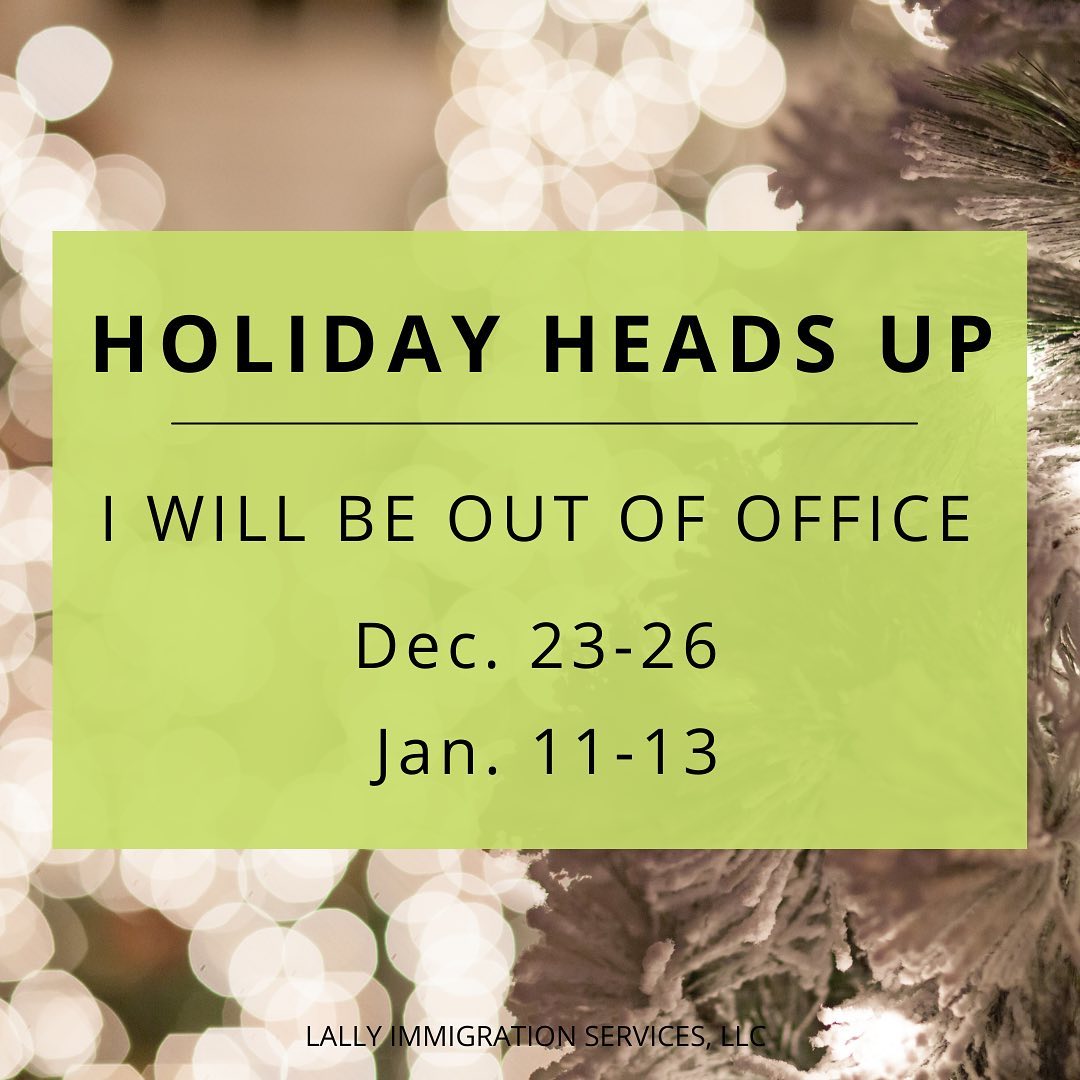 Holiday Heads Up!