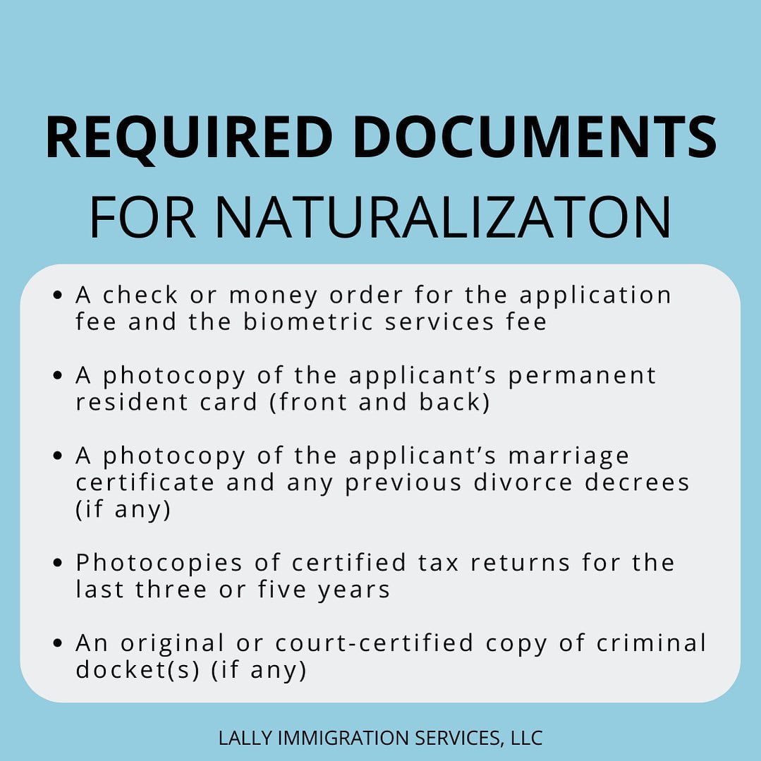 Required Documentation for Naturalization
