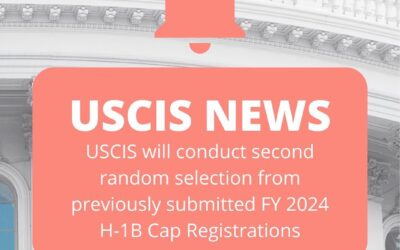 USCIS News – Second Random Selection From Previously Submitted FY 2024 H-1B Cap Registrations