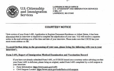 Courtesy Notice from USCIS Lawrence Field Office