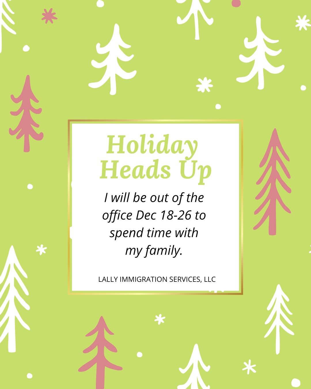 Holiday Out of Office Reminder