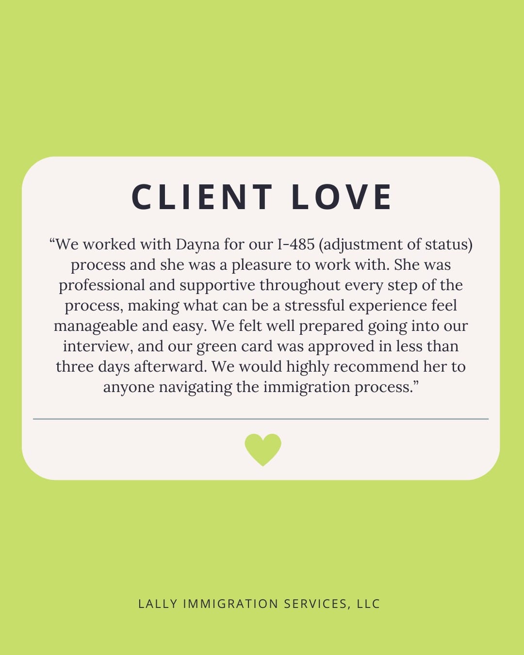 Client Review – Marriage-Based Green Card